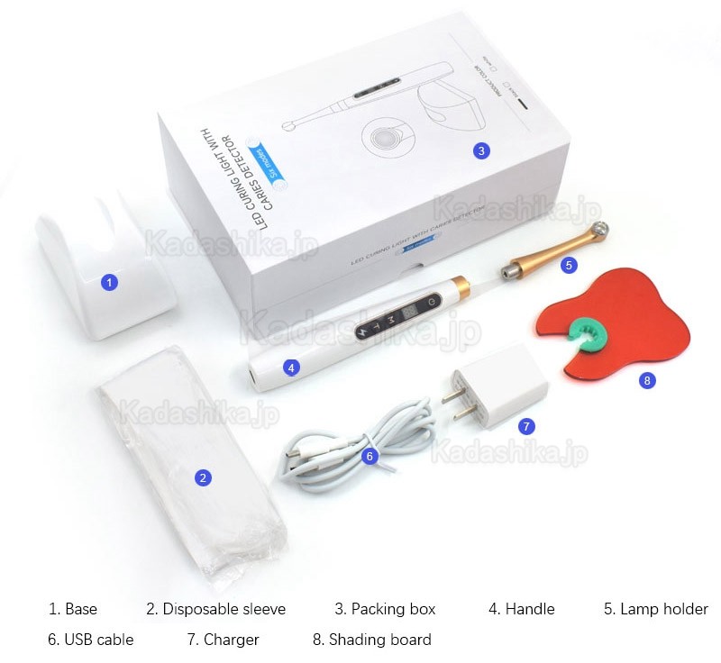 歯科樹脂LED 光照射器 6 モード 1800MW/CM2 齲蝕検出器付き
