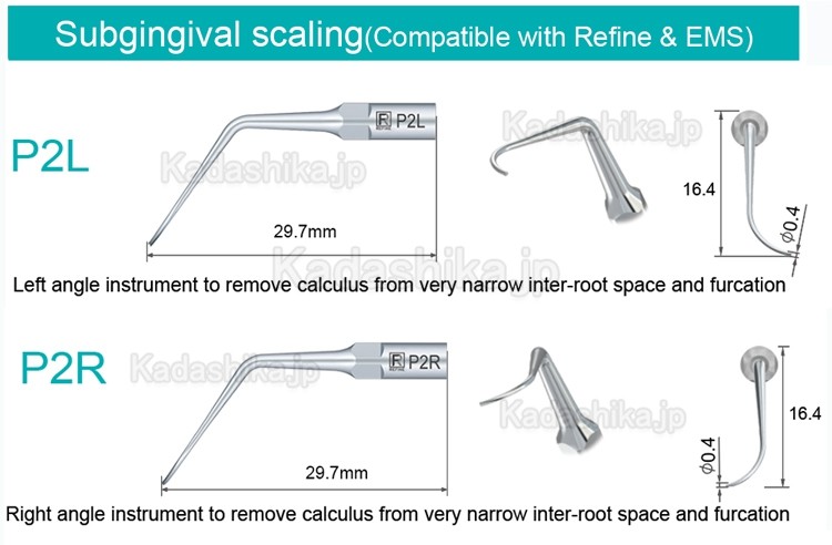 5本 Refine® 歯科用超音波スケーラーチップ ペリオ用チップ(Woodpecker EMS対応)